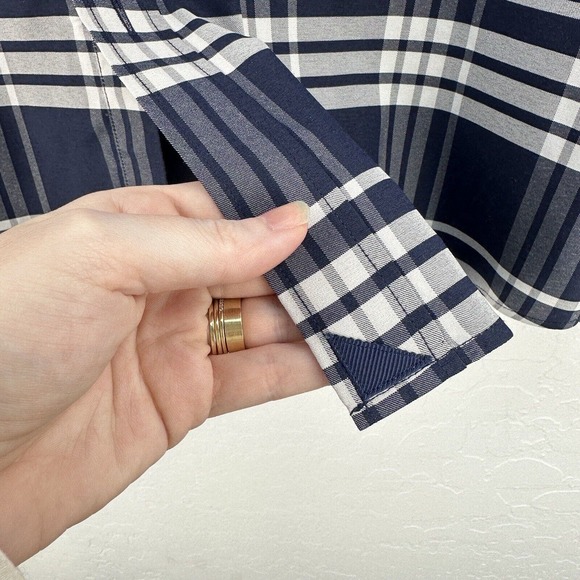 Untuckit Delucca Button Long Sleeve Wrinkle Free Shirt Size 3XL Navy White Plaid - Picture 4 of 8